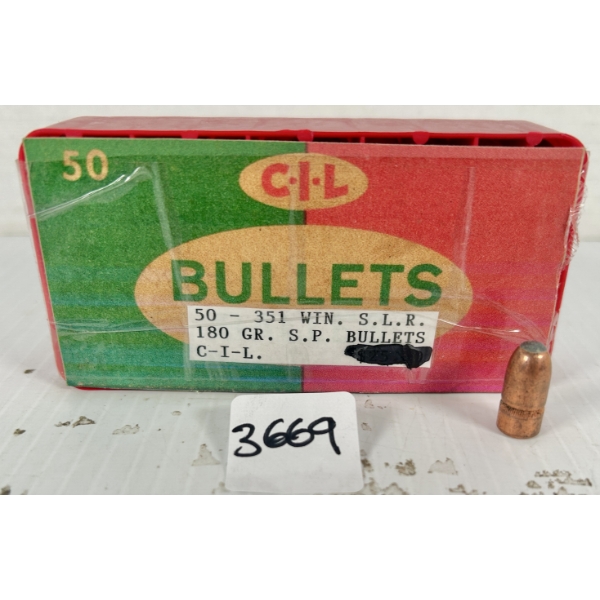 BULLETS: 50X CIL .35 CAL - 180 GR SP - FOR .351 WSL