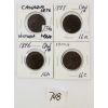 LOT OF 4 - 1876, 1888, 1896 & 1900 CDN LARGE PENNIES