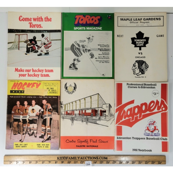 LOT OF 6 - VINTAGE HOCKEY & BASEBALL PROGRAMS