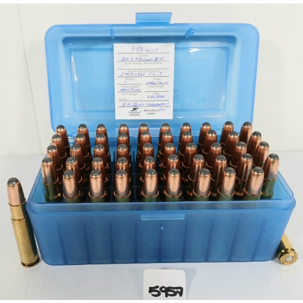 AMMO: 50X W-W SUPER .358 WIN - 200GR - RN - RELOADS