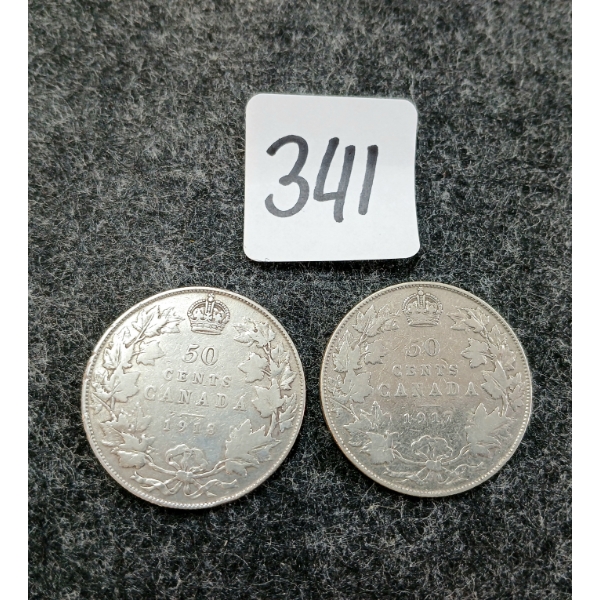LOT OF 2 - 1917 & 1918 CDN 50 CENT COINS