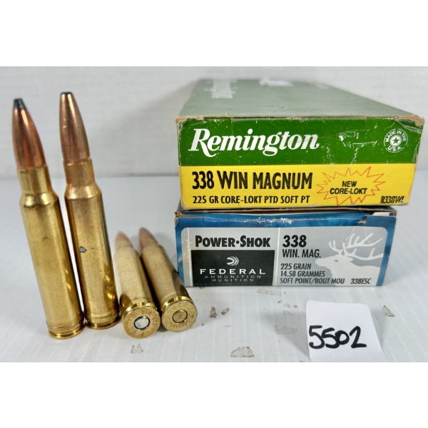 AMMO: 40X REM & FED .338 WIN MAG - 225 GR SP