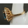 Image 2 : LADIES' 10K GOLD SIMULATED SAPPHIRE & OPAL RING 