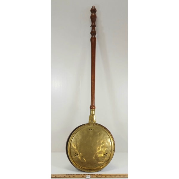 COPPER BED WARMER W/ BRASS LID