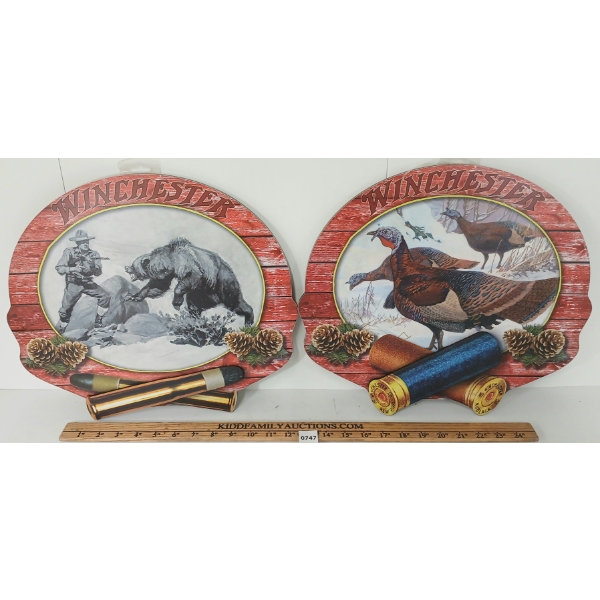 LOT OF 2 - WINCHESTER HUNTING WOOD SIGNS