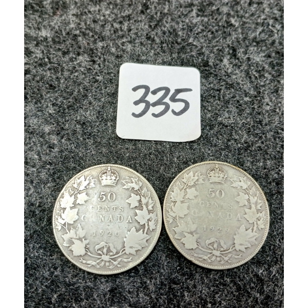 LOT OF 2 - 1920 & 1929 CDN 50 CENT COINS