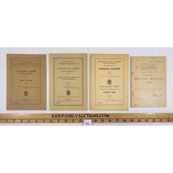 LOT OF 4 - WWII CDN ARMY TRAINING PAMPHLETS - INCL HYGIENE, FIRST AID, ETC.