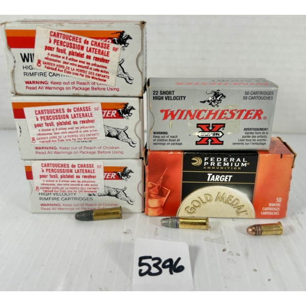 AMMO: APPROX 195X .22 LR & APPROX 45X .22 SHORT - WIN & FED