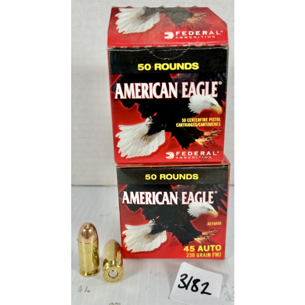 AMMO: 100X FEDERAL .45 ACP - 230 GR FMJ