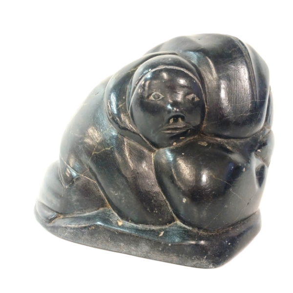 "MAN HOLDIND WHALE" BY SILASSIE TUKI (1919 - ?) - STONE