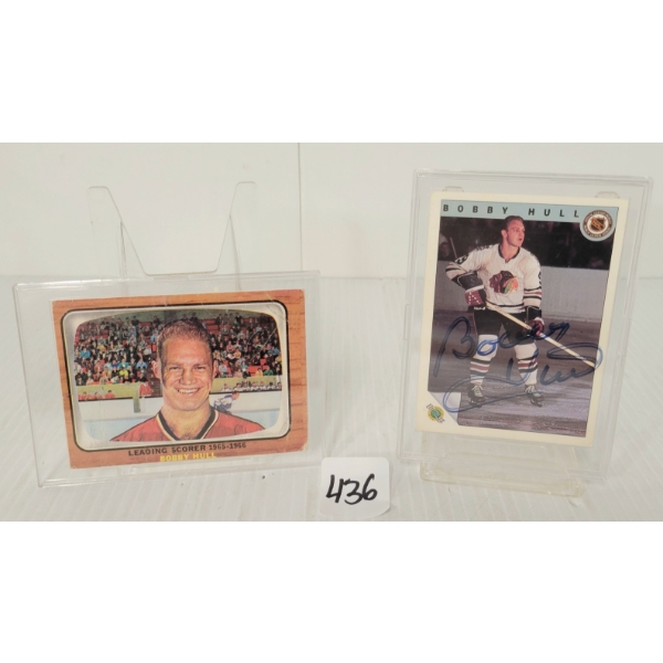 LOT OF 2 - 1966 OPC CHICAGO BLACK HAWKS #9 BOBBY HULL CARD & 1992 AUTOGRAPHED CARD