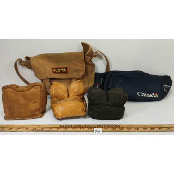 LOT OF 5 - GUN RESTS, CANADA FANNY PACK & WEB PATTERN BAG