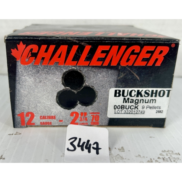 AMMO: 25X CHALLENGER 12 GA 2-3/4IN NO.00 BUCKSHOT 