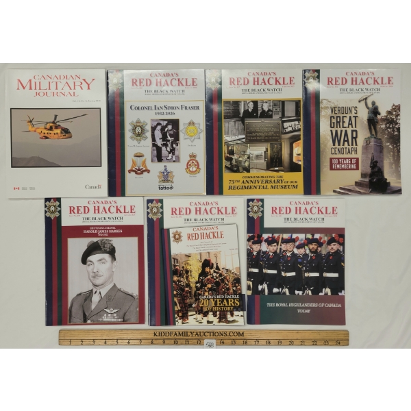 LOT OF 7 - "CANADA'S RED HACKLE" ISSUE NO. 33-38 & "CANADIAN MILITARY JOURNAL"