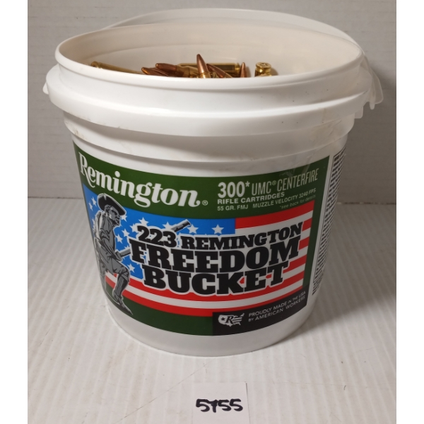 AMMO: APPROX 300X REMINGTON .223 REM - 55GR - FMJ - FREEDOM BUCKET 