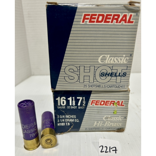 AMMO: 50X FEDERAL 16 GA 2-3/4 - #7.5