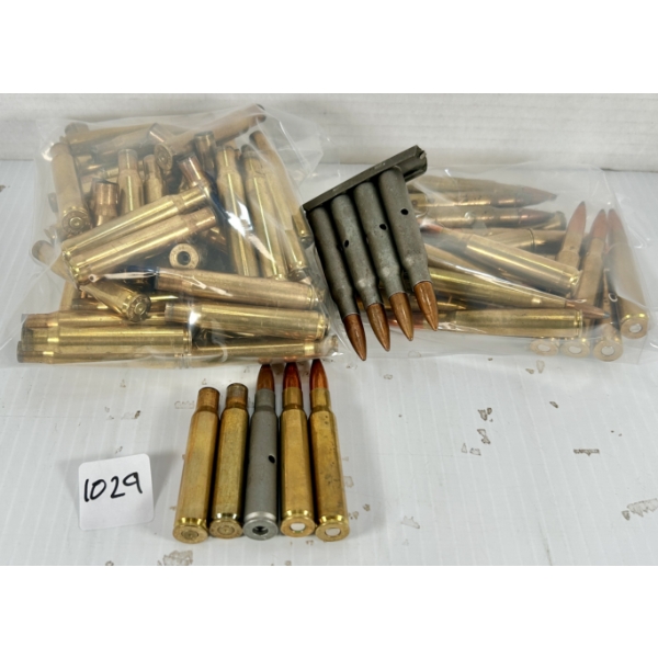 AMMO / BRASS: LOT OF .30-06 SPRG, 55X BRASS, 22X LIVE & 5X DUMMIES
