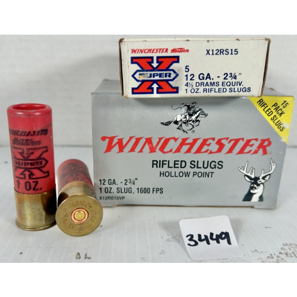 AMMO: 20X WINCHESTER 12 GA 2-3/4IN RIFLED SLUGS 