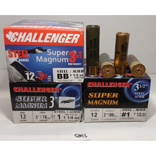 AMMO: 75X CHALLENGER SUPER MAG 12GA - 3 1/2IN - #1 STEEL SHOT & BB