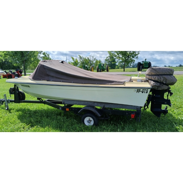 1974 FANTASTIC 14 FT FIBERGLASS GTS BOAT W/ 40HP OUTBOARD MOTOR & TRAILER