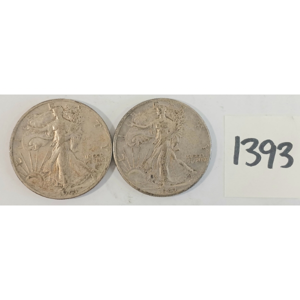 LOT OF 2 - 1941 US LIBERTY SILVER HALF DOLLARS