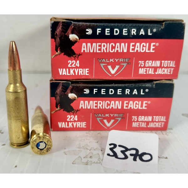 AMMO: 40X FEDERAL .224 VALKYRIE - 75 GR FMJ