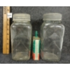 Image 2 : LOT OF 3 - BLUE RIBBON GLASS CANNING JARS - SINGER SEWING OIL TIN