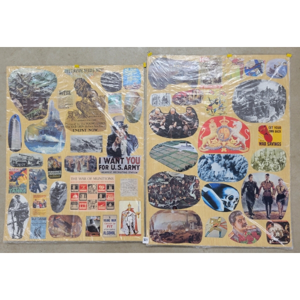 LOT OF 2 - WWII COLLAGE POSTERS