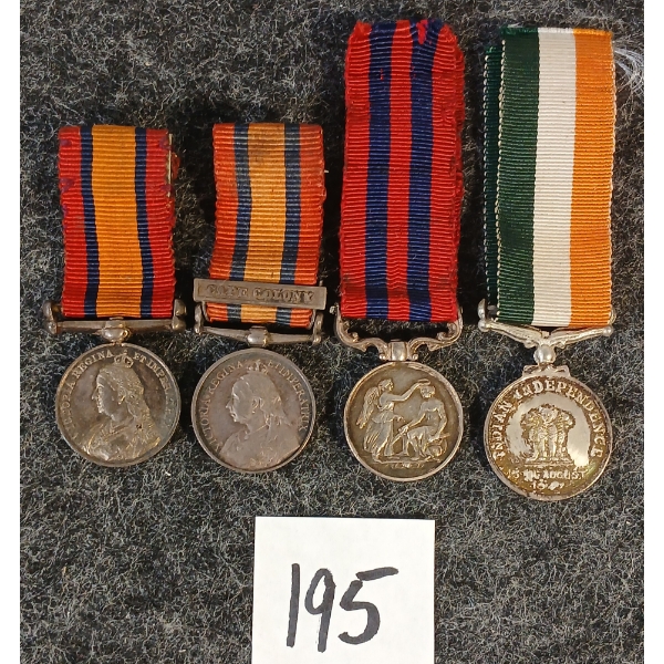 LOT OF 4 - INDIA INDEPENDENCE, INDIA GENERAL SERVICE & SOUTH AFRICA MINI MEDALS