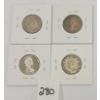 Image 2 : LOT OF 4 - CDN 25 CENT SILVER PCS - INCL 1938, 1947, 1966 & 1967