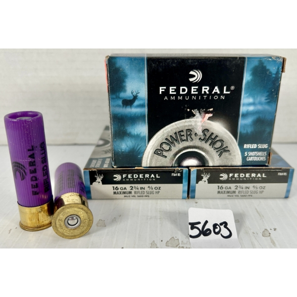 AMMO: 15X FEDERAL 16 GA 2-3/4 IN - RIFLED SLUGS