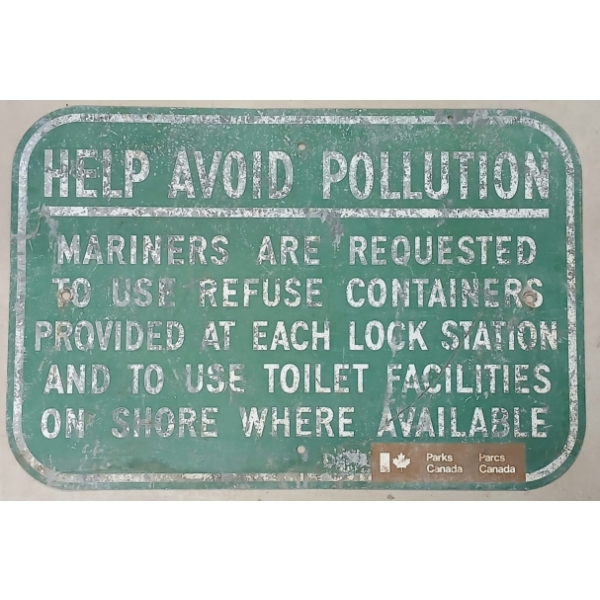 "HELP AVOID POLLUTION" PARKS CANADA - SINGLE SIDED METAL SIGN