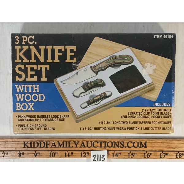 3PC KNIFE SET W/ WOOD BOX - SEALED