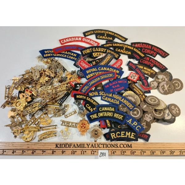 JOB LOT - CDN MILITIA BADGES, PINS, BARS, ETC