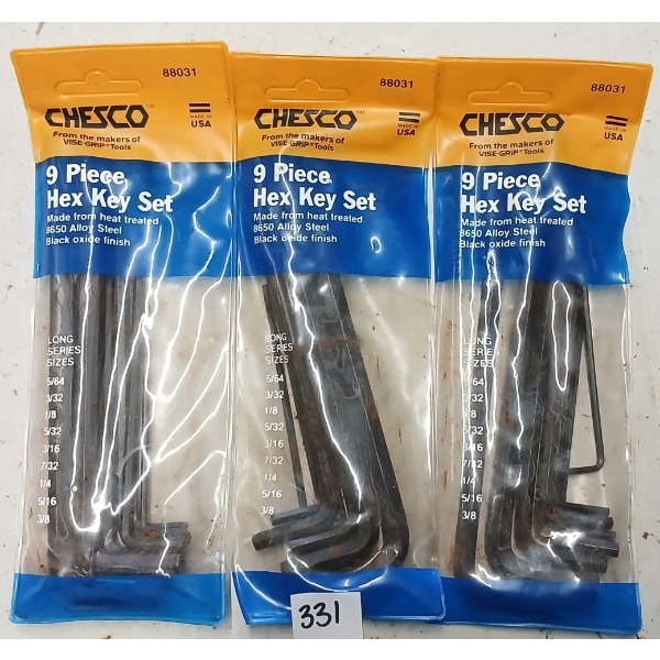 LOT OF 3 - CHESCO HEX KEY SETS