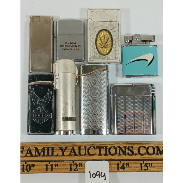 LOT OF 4 - SILVER TONE LIGHTERS - NEUTRON, OMEGA, SHOW BILL, ETC