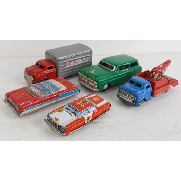 LOT OF 5 - JAPANESE TIN FRICTION CARS
