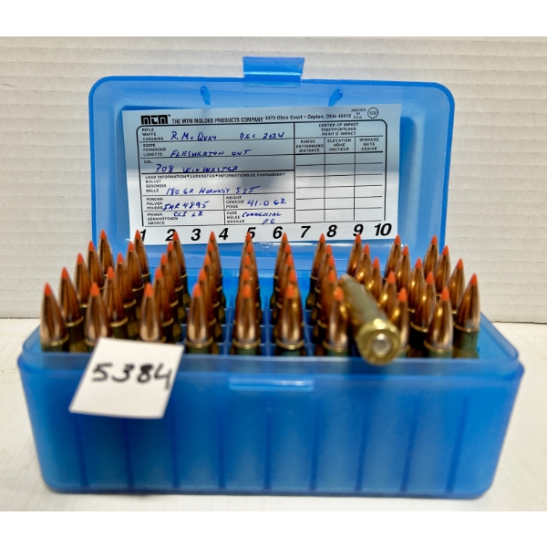 AMMO: 50X .308 WIN 180GR. - RELOADS 