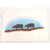 Image 1 : "MUSK OXEN MIGRATING SOUTH" BY MARTHA & WILLIAM NOAH (1943 - 2020) - WOODCUT & STENCIL