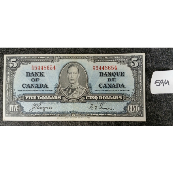 1937 CDN $5 BANKNOTE