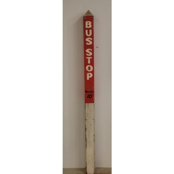 BUS STOP ROUTE 10 WOODEN POST