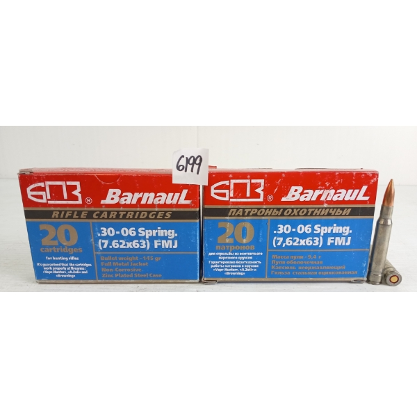 AMMO: 40X BARNAUL .30-06SPRG - 145GR - FMJ