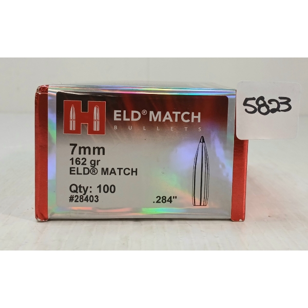 BULLETS: 100X HORNADY ELD MATCH 7MM - 162GR - HEAT SHIELD - SEALED