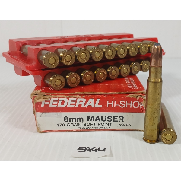 AMMO: 20X FEDERAL 8MM MAUSER - 170GR - SP