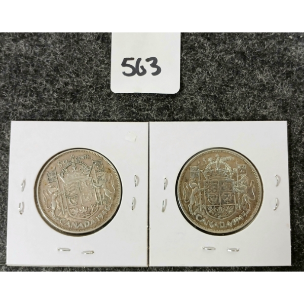 LOT OF 2 - 1945 & 1946 CDN SILVER 50 CENT COINS
