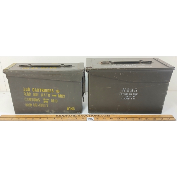 LOT OF 2 - MILITARY AMMO CRATES - M.G. M60 M73 & N335