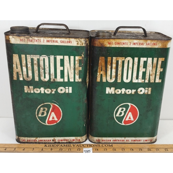 LOT OF 2 - B/A AUTOLENE MOTOR OIL GAL CANS