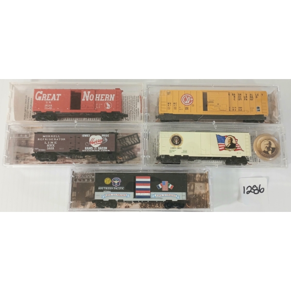 LOT OF 5 - MICRO TRAINS - GREAT NORTHERN, MORRELL, PRESIDENTIAL & WABASH VALLEY CAR SERIES ECT.