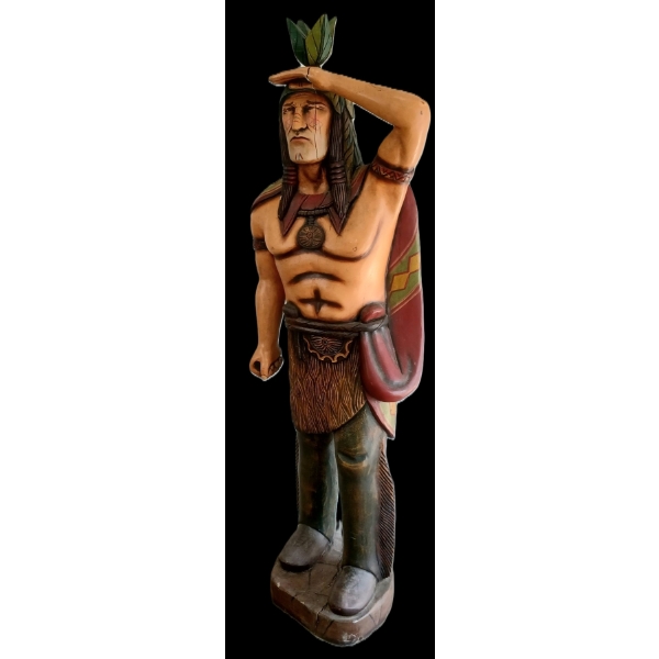 CARVED WOOD LOOK CIGAR STORE FIGURE - NATIVE AMERICAN TOBACO TRADE FIGURE