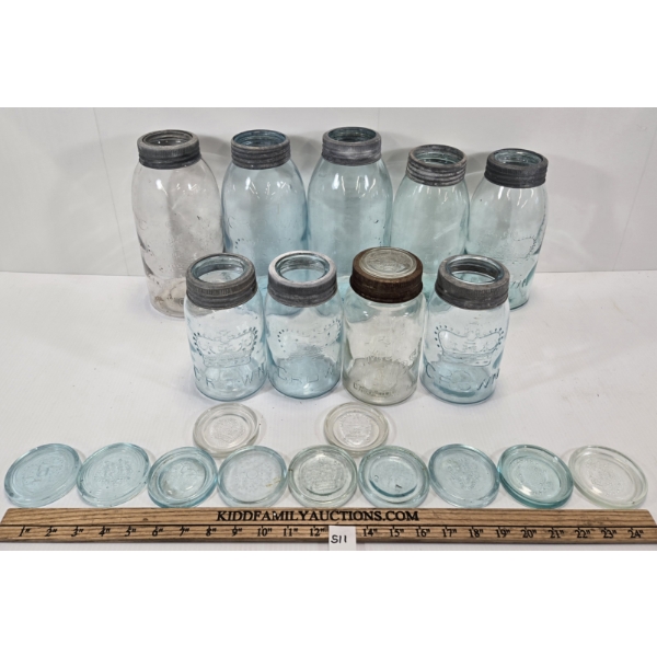 LOT OF 9 - SEALER JARS - INCL MID WEST CANADIAN